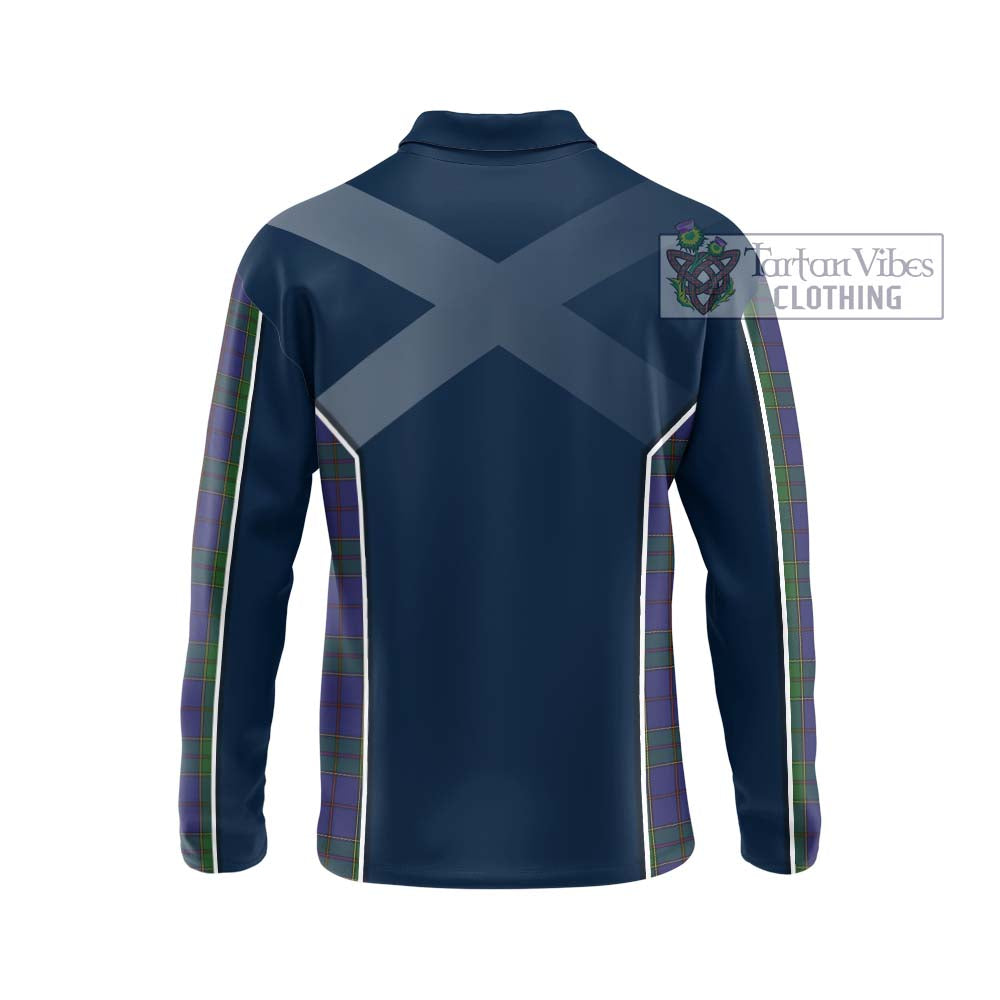 Strachan Tartan Long Sleeve Polo Shirt with Family Crest and Lion Rampant Vibes Sport Style - Tartan Vibes Clothing