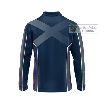 Strachan Tartan Long Sleeve Polo Shirt with Family Crest and Lion Rampant Vibes Sport Style