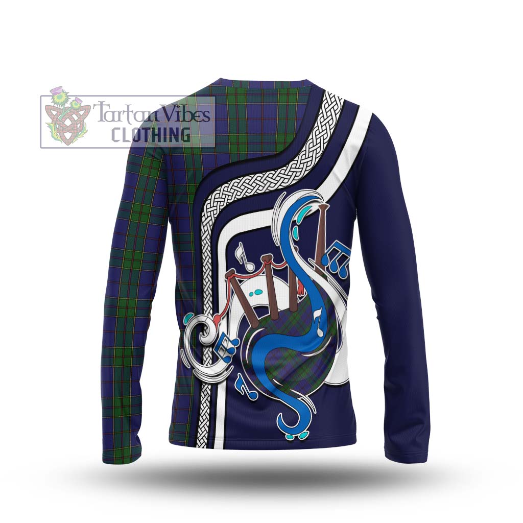 Tartan Vibes Clothing Strachan Tartan Long Sleeve T-Shirt with Epic Bagpipe Style