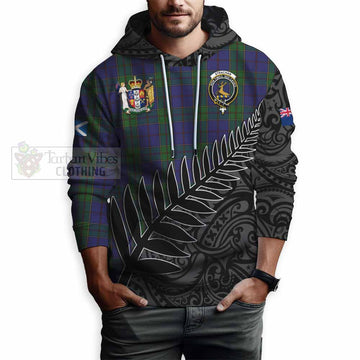 Strachan Crest Tartan Hoodie with New Zealand Silver Fern Half Style