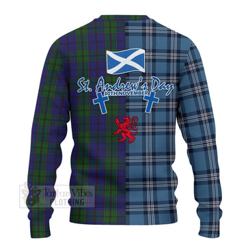 Strachan Tartan Knitted Sweater Happy St. Andrew's Day Half Tartan Style