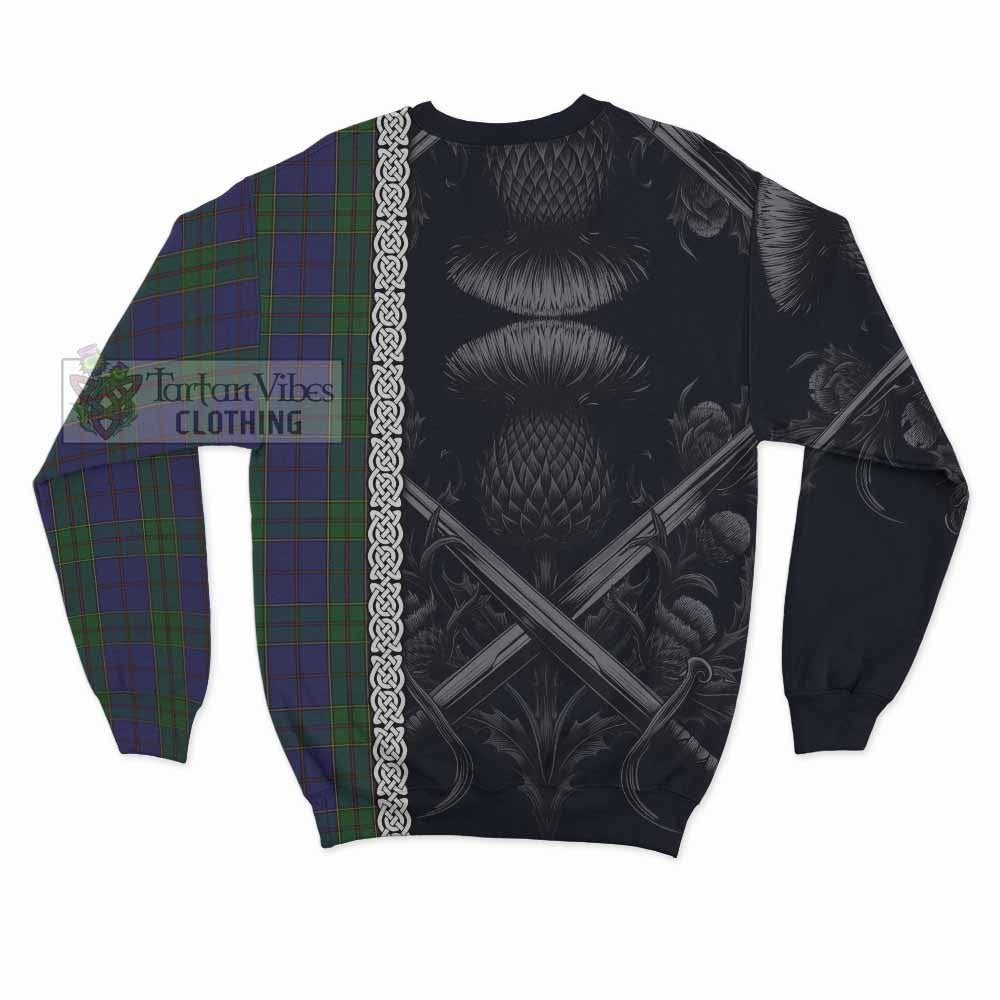 Tartan Vibes Clothing Strachan Tartan Sweatshirt with Family Crest Cross Sword Thistle Celtic Vibes