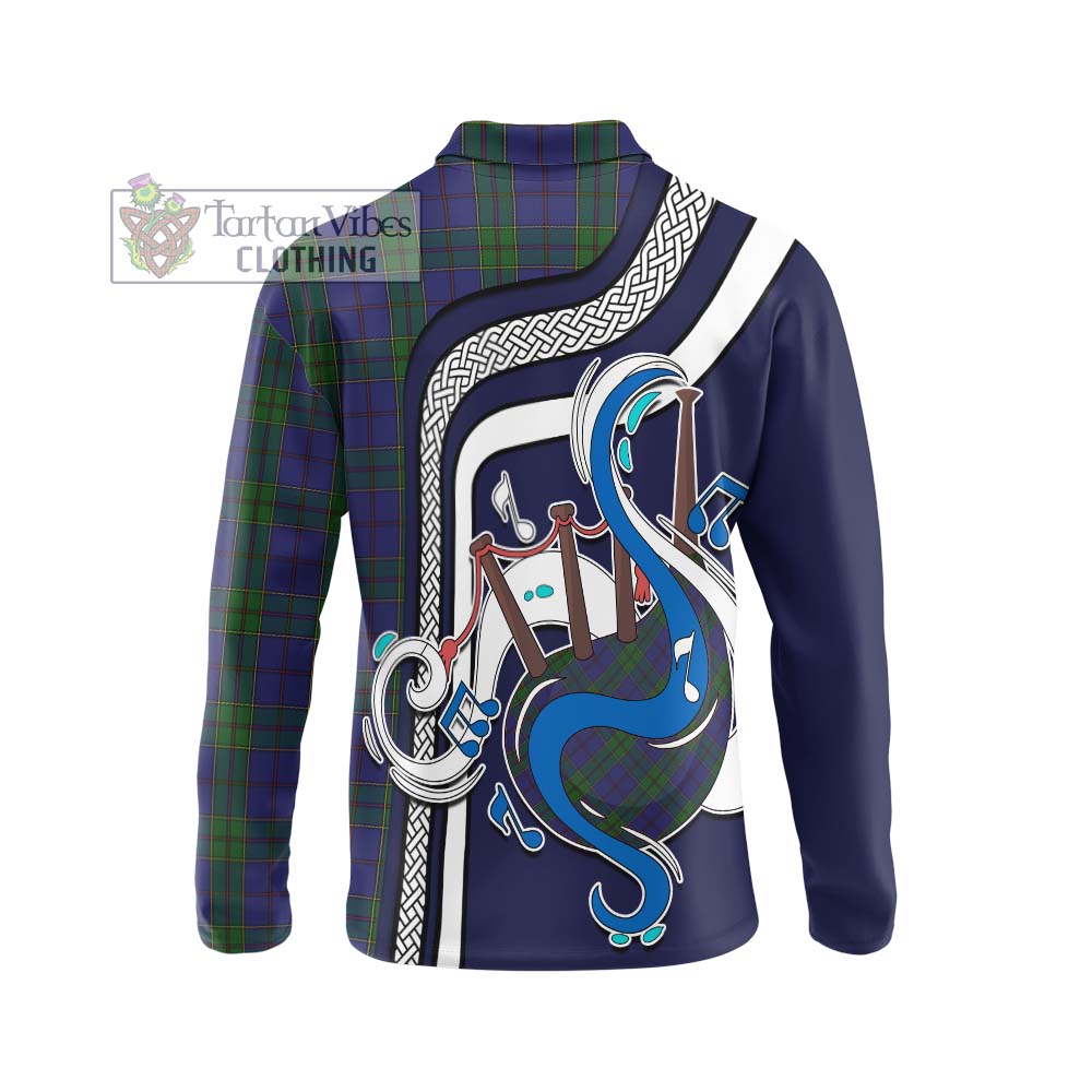 Tartan Vibes Clothing Strachan Tartan Long Sleeve Polo Shirt with Epic Bagpipe Style