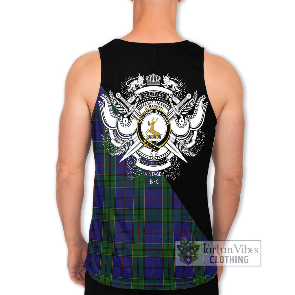 Strachan Tartan Men's Tank Top with Family Crest and Military Logo Style - Tartanvibesclothing Shop