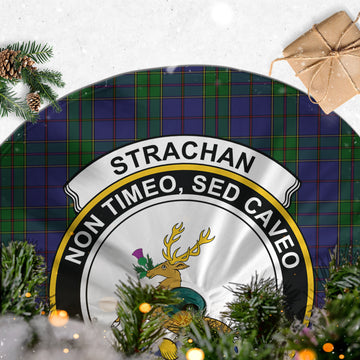 Strachan Tartan Christmas Tree Skirt with Family Crest