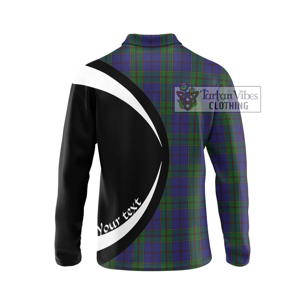 Strachan Tartan Long Sleeve Polo Shirt with Family Crest Circle Style - Tartan Vibes Clothing