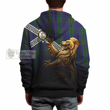 Strachan Crest Tartan Hoodie with Golden Lion Emblem Celtic Style - Tartan Vibes Clothing