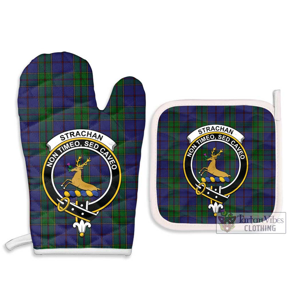 Strachan Tartan Combo Oven Mitt & Pot-Holder with Family Crest - Tartan Vibes Clothing