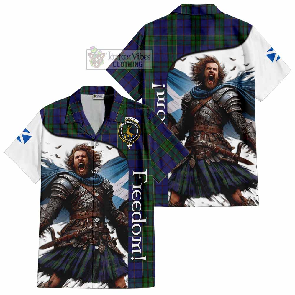 Tartan Vibes Clothing Strachan Crest Tartan Short Sleeve Button Shirt Inspired by the Freedom of Scottish Warrior