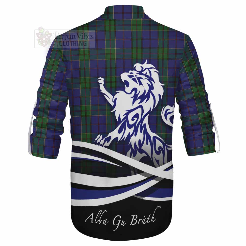 Tartan Vibes Clothing Strachan Tartan Ghillie Kilt Shirt with Alba Gu Brath Regal Lion Emblem