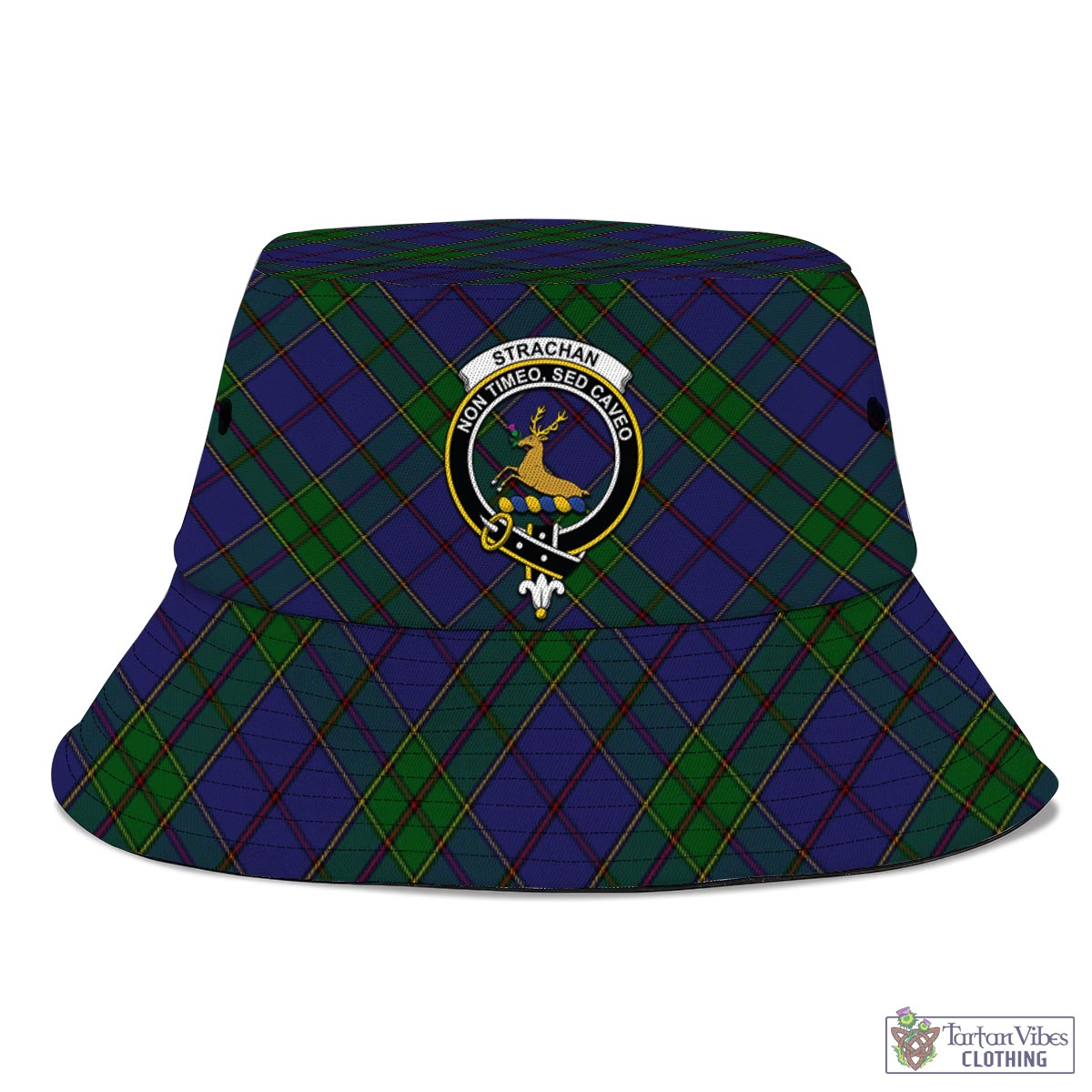 Tartan Vibes Clothing Strachan Tartan Bucket Hat with Family Crest