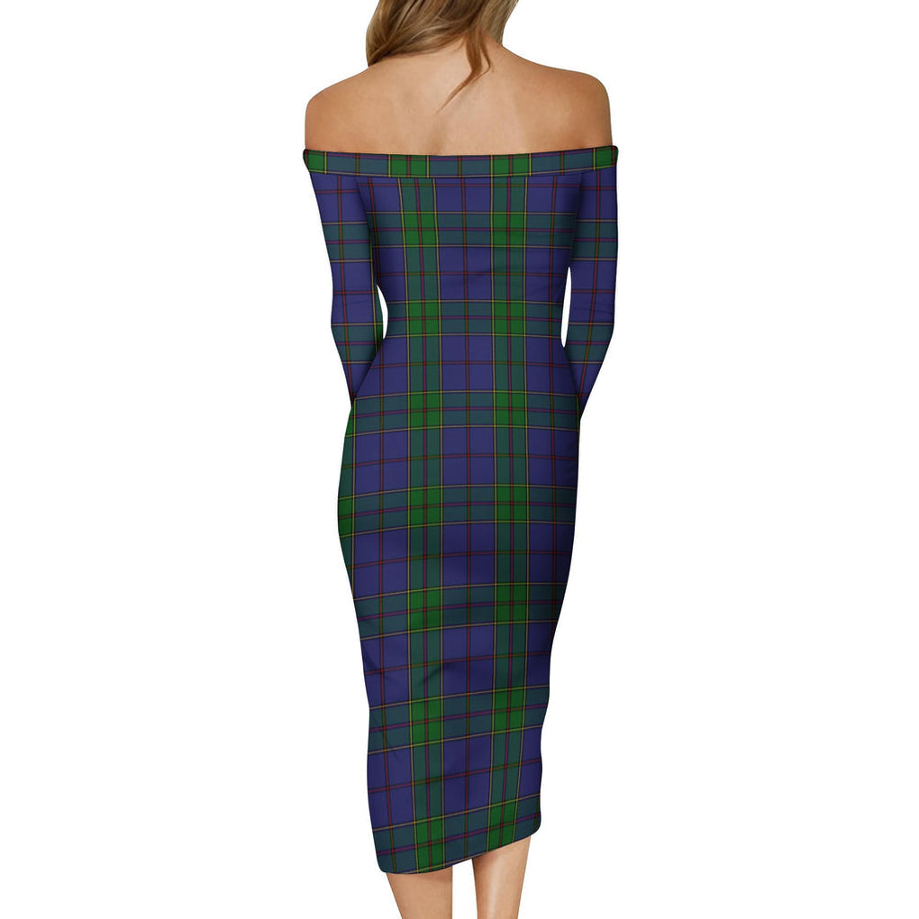 Strachan Tartan Off Shoulder Lady Dress - Tartanvibesclothing