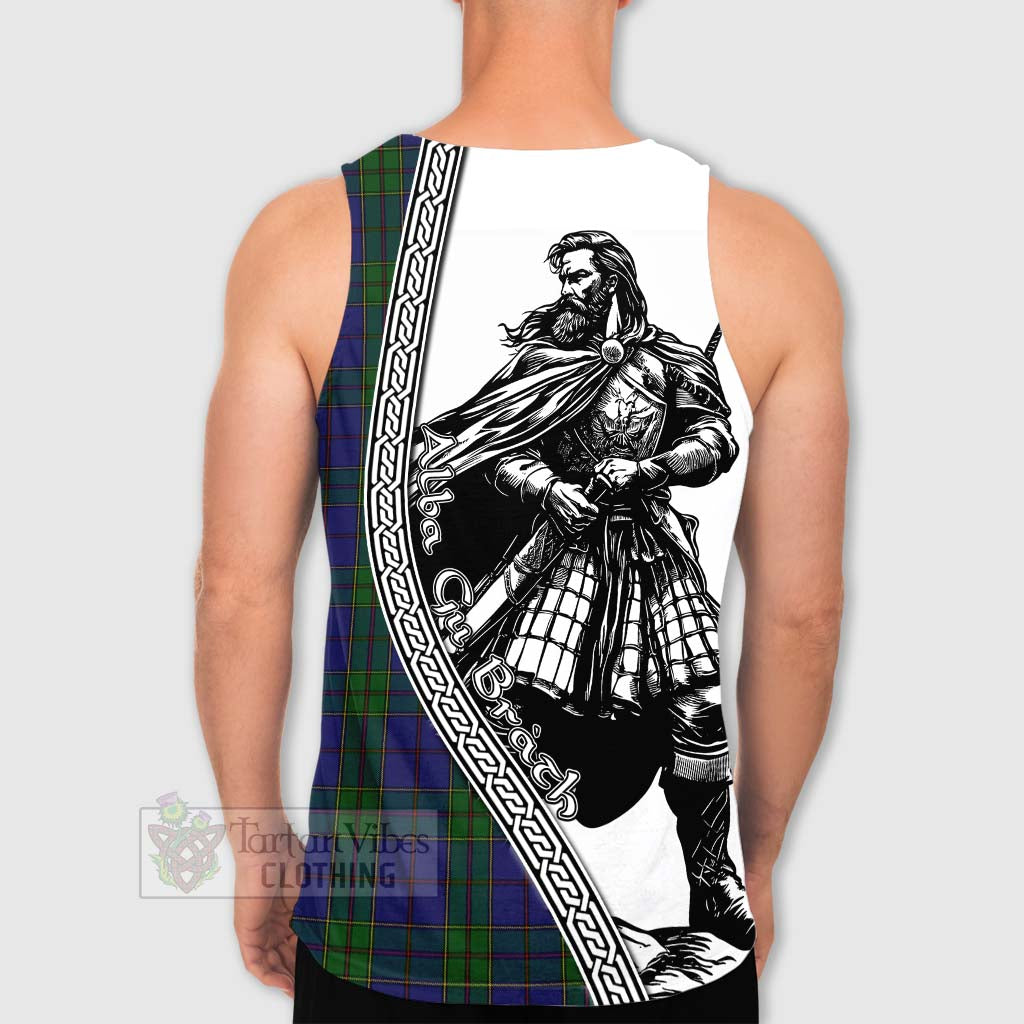 Tartan Vibes Clothing Strachan Tartan Clan Crest Men's Tank Top with Highlander Warrior Celtic Style