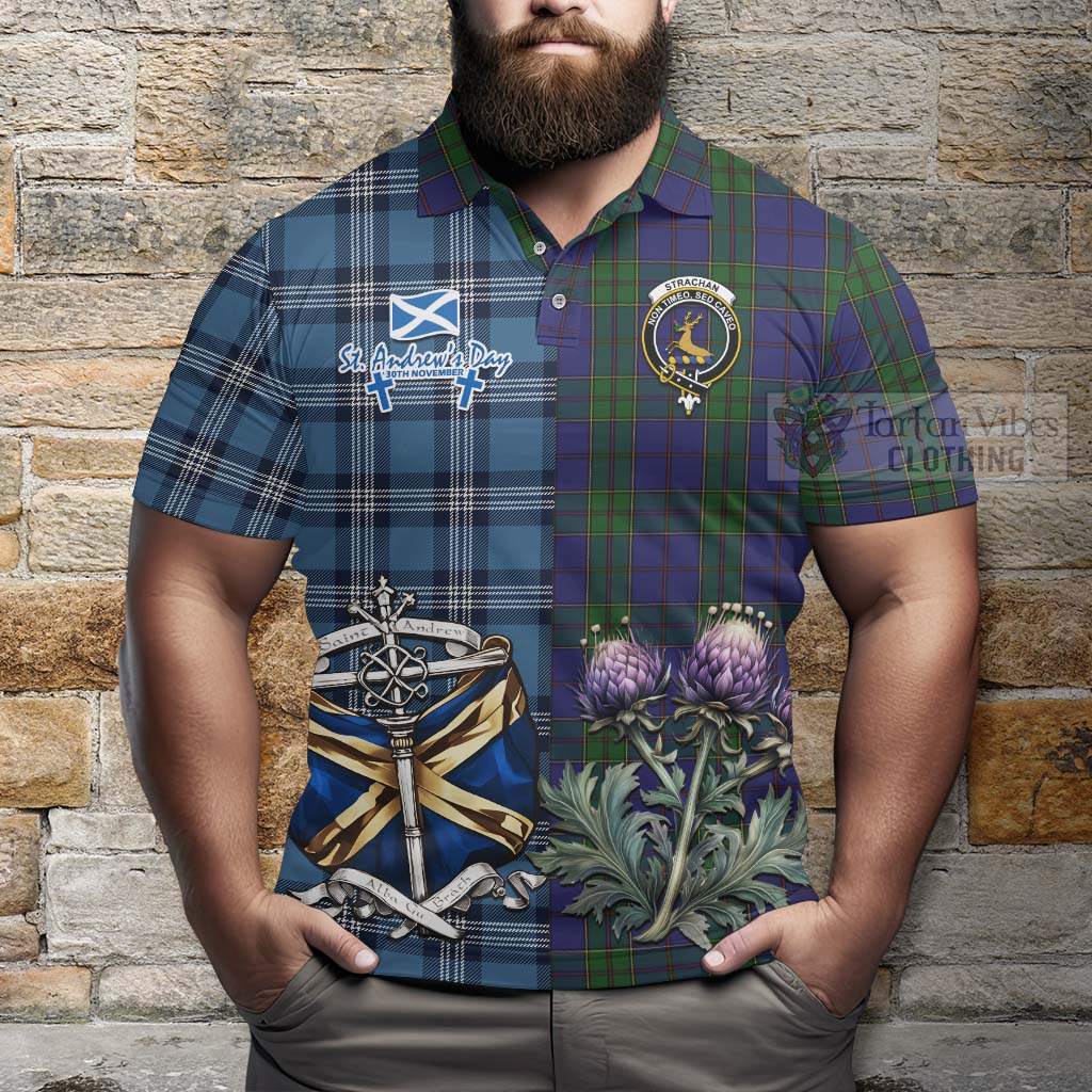 Tartan Vibes Clothing Strachan Tartan Polo Shirt Happy St. Andrew's Day Half Tartan Style