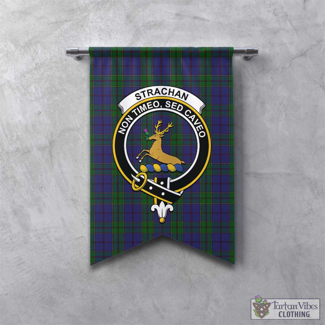 Tartan Vibes Clothing Strachan Tartan Gonfalon, Tartan Banner with Family Crest