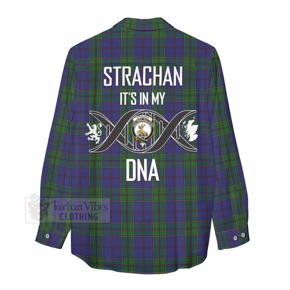 Tartan Vibes Clothing Strachan Tartan Women's Casual Shirt with Family Crest DNA In Me Style