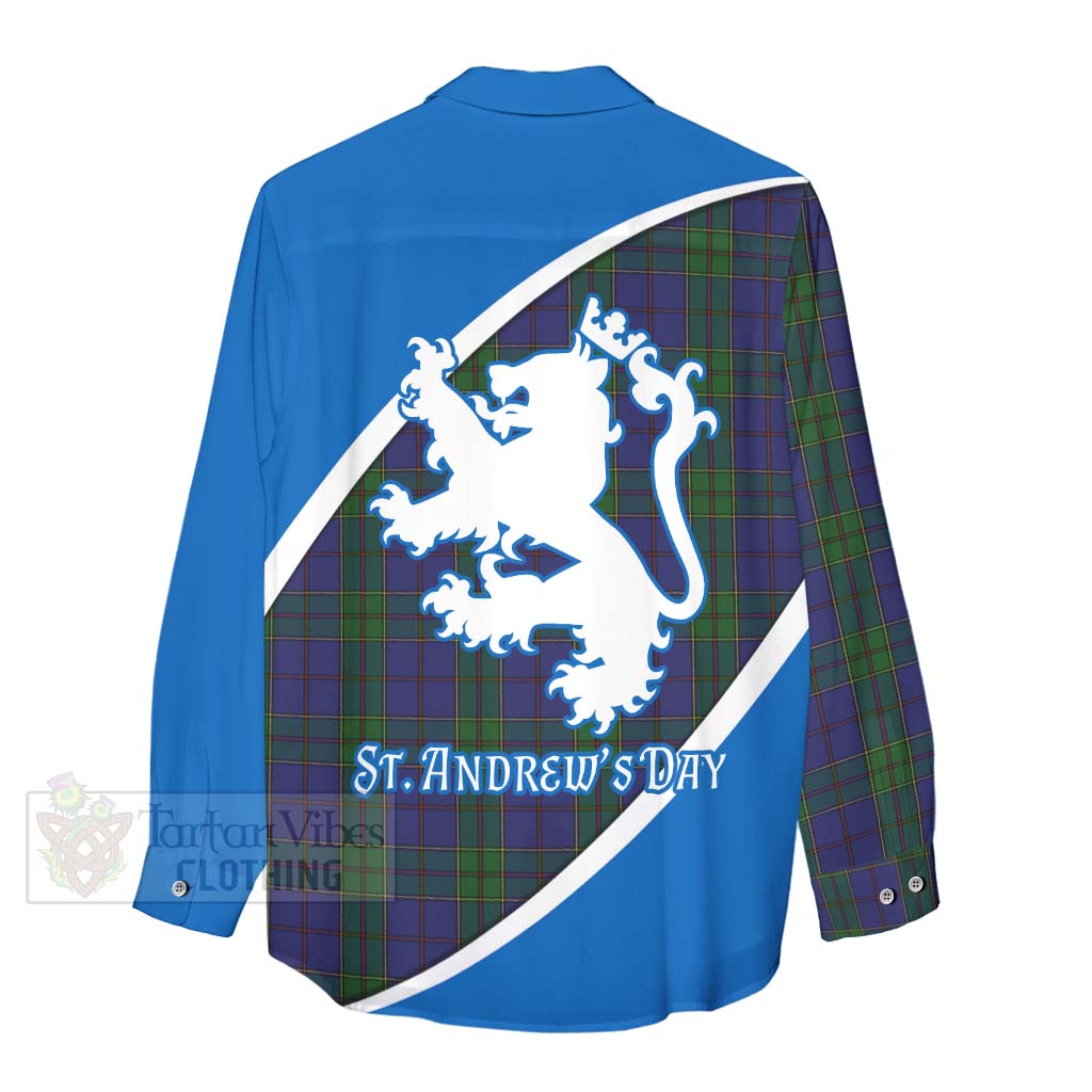 Tartan Vibes Clothing Strachan Family Crest Tartan Women's Casual Shirt Celebrate Saint Andrew's Day in Style