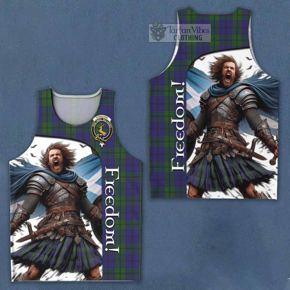 Tartan Vibes Clothing Strachan Crest Tartan Men's Tank Top Inspired by the Freedom of Scottish Warrior