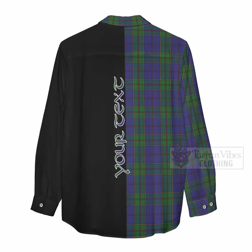 Tartan Vibes Clothing Strachan Tartan Women's Casual Shirt with Family Crest and Half Of Me Style