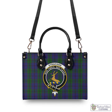 Strachan Tartan Luxury Leather Handbags with Family Crest - Tartan Vibes Clothing