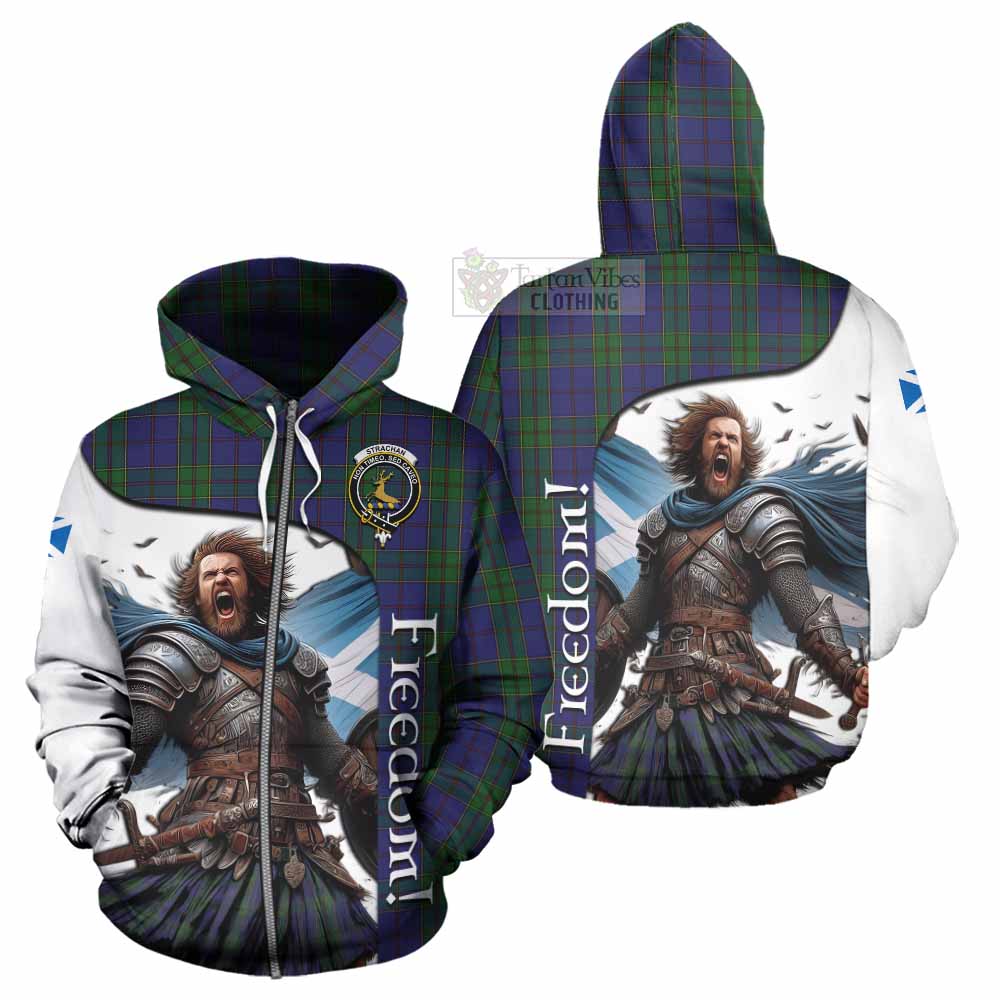 Tartan Vibes Clothing Strachan Crest Tartan Hoodie Inspired by the Freedom of Scottish Warrior