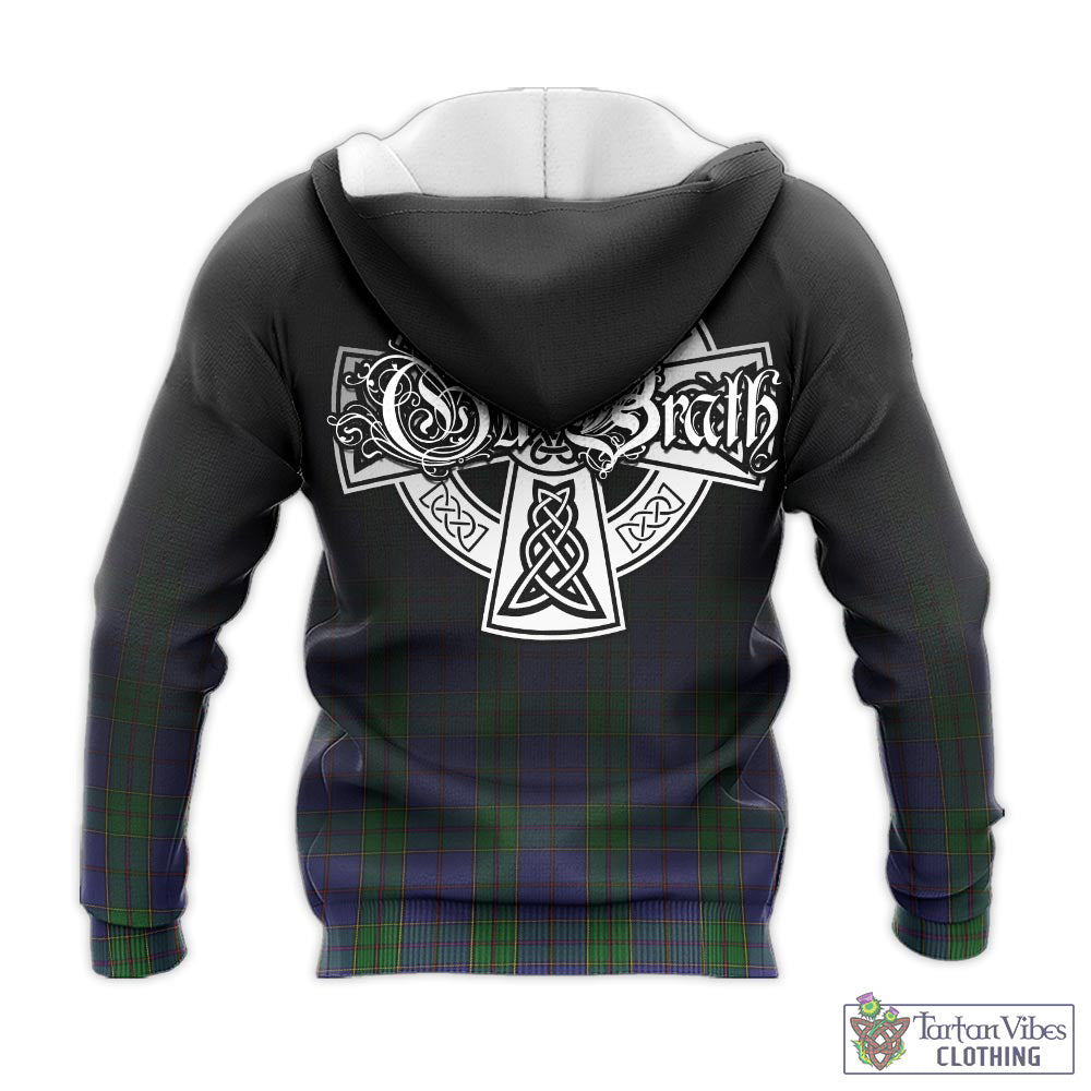 Tartan Vibes Clothing Strachan Tartan Knitted Hoodie Featuring Alba Gu Brath Family Crest Celtic Inspired