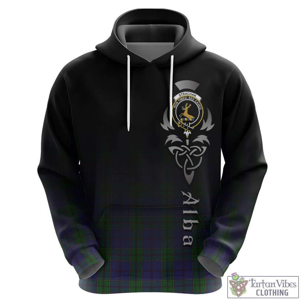 Tartan Vibes Clothing Strachan Tartan Hoodie Featuring Alba Gu Brath Family Crest Celtic Inspired