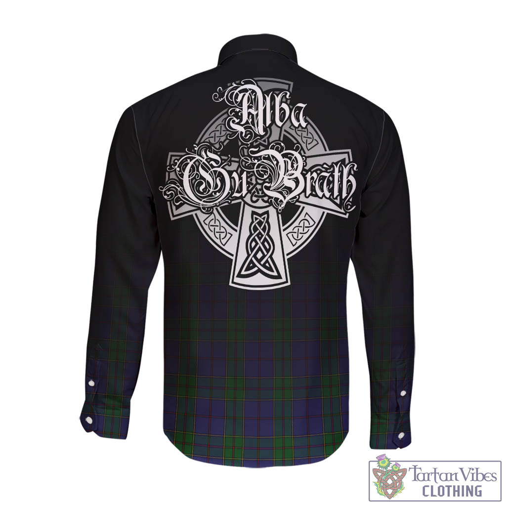 Tartan Vibes Clothing Strachan Tartan Long Sleeve Button Up Featuring Alba Gu Brath Family Crest Celtic Inspired