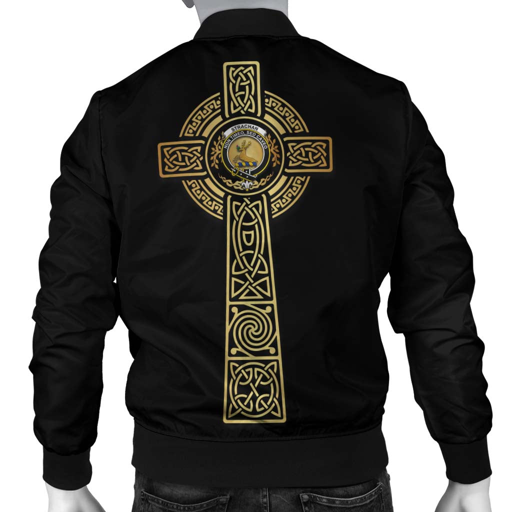 Strachan Clan Bomber Jacket with Golden Celtic Tree Of Life - Tartanvibesclothing