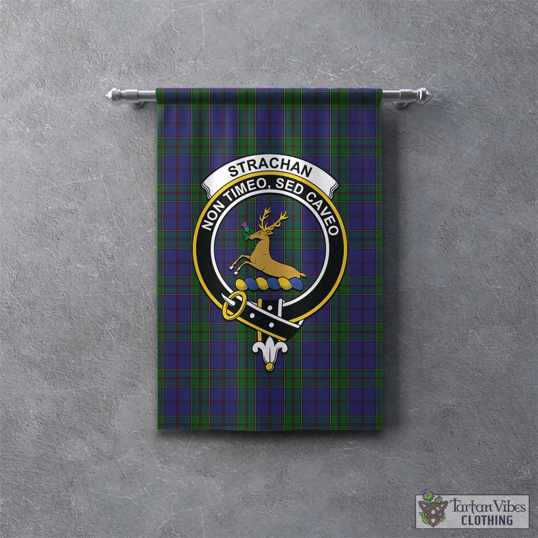 Tartan Vibes Clothing Strachan Tartan Gonfalon, Tartan Banner with Family Crest