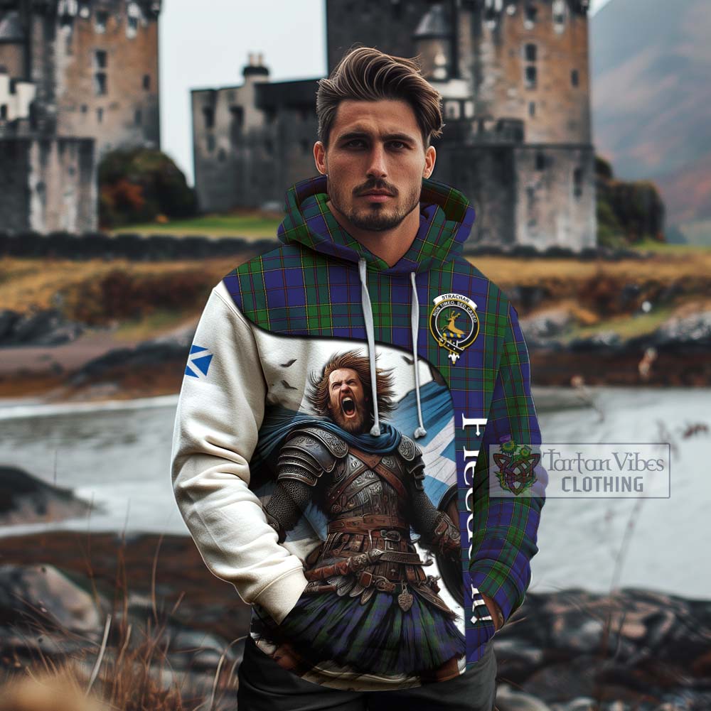 Tartan Vibes Clothing Strachan Crest Tartan Cotton Hoodie Inspired by the Freedom of Scottish Warrior