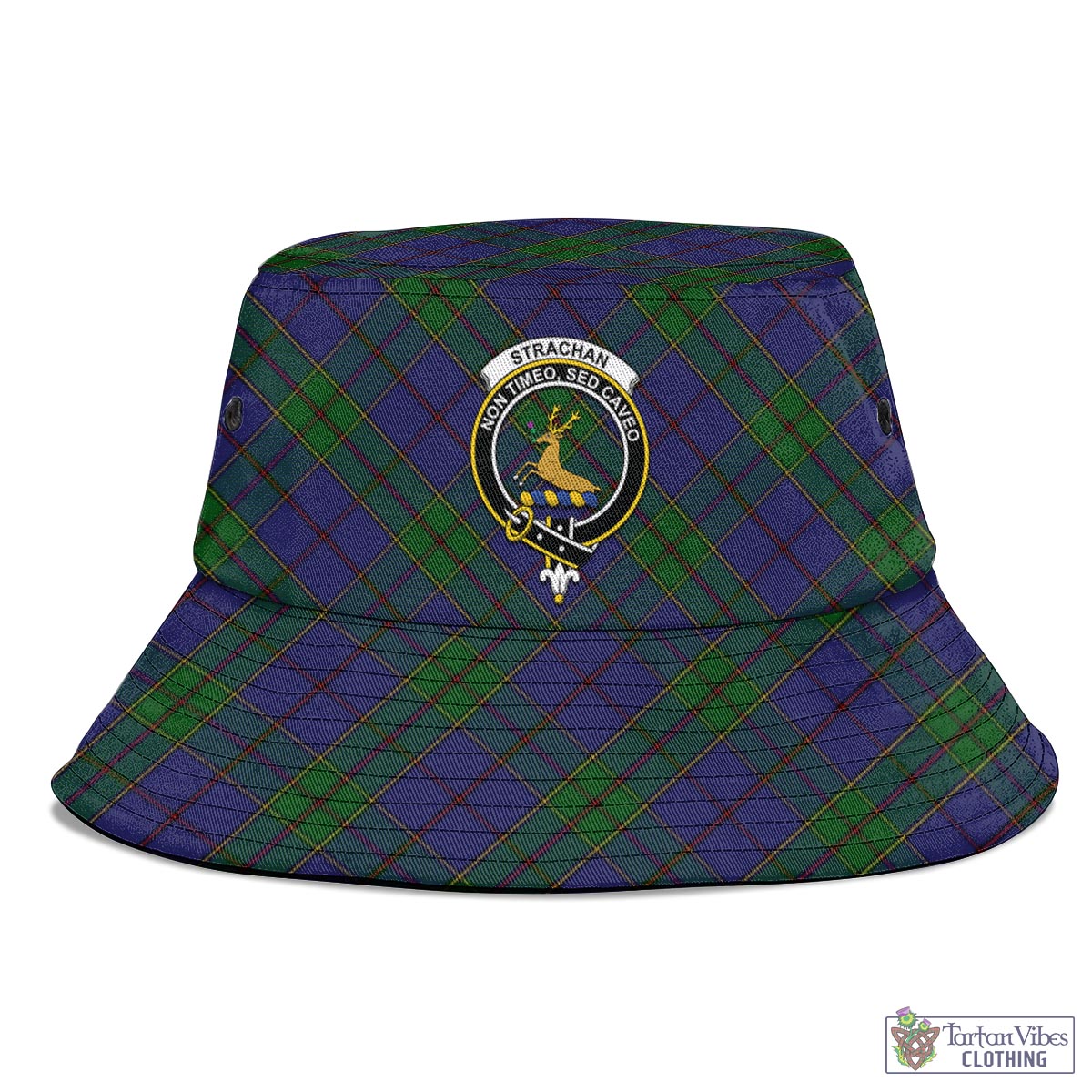 Tartan Vibes Clothing Strachan Tartan Bucket Hat with Family Crest