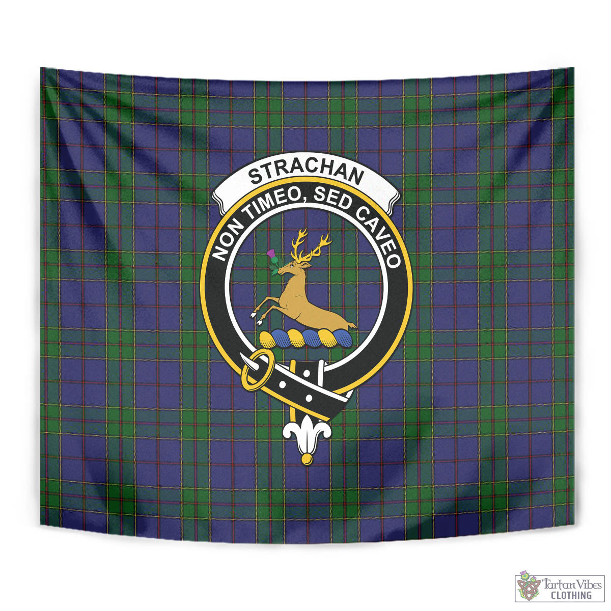 Tartan Vibes Clothing Strachan Tartan Tapestry Wall Hanging and Home Decor for Room with Family Crest