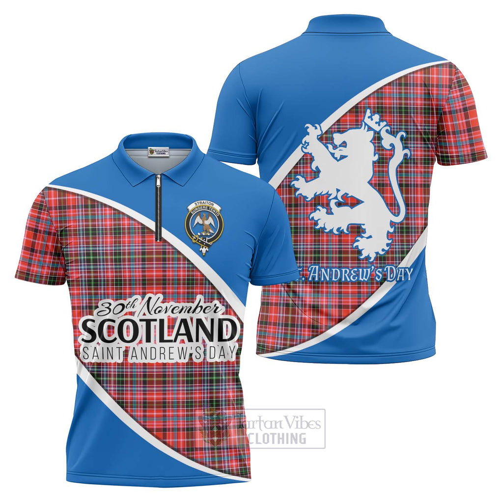 Tartan Vibes Clothing Straiton Family Crest Tartan Zipper Polo Shirt Celebrate Saint Andrew's Day in Style