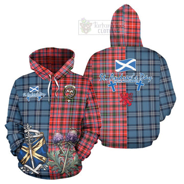 Straiton Tartan Hoodie Happy St. Andrew's Day Half Tartan Style