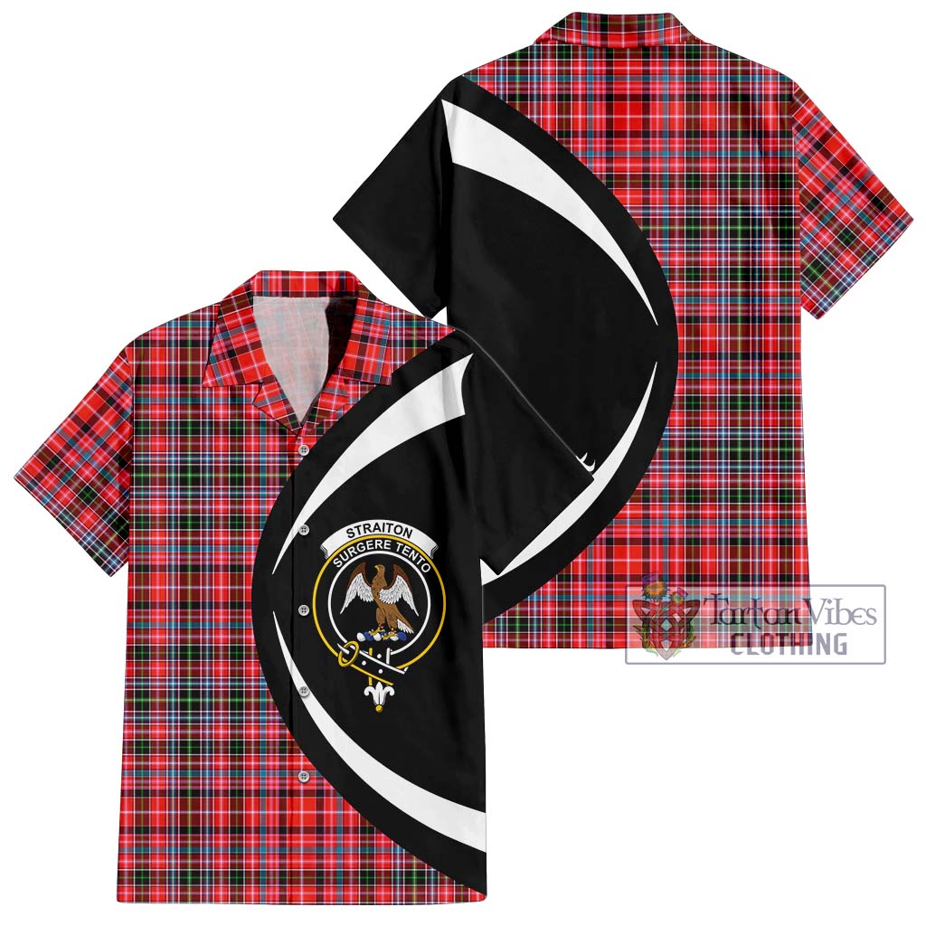 Straiton Tartan Short Sleeve Button Up with Family Crest Circle Style Kid - Tartan Vibes Clothing