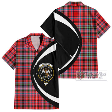 Straiton Tartan Short Sleeve Button Up with Family Crest Circle Style