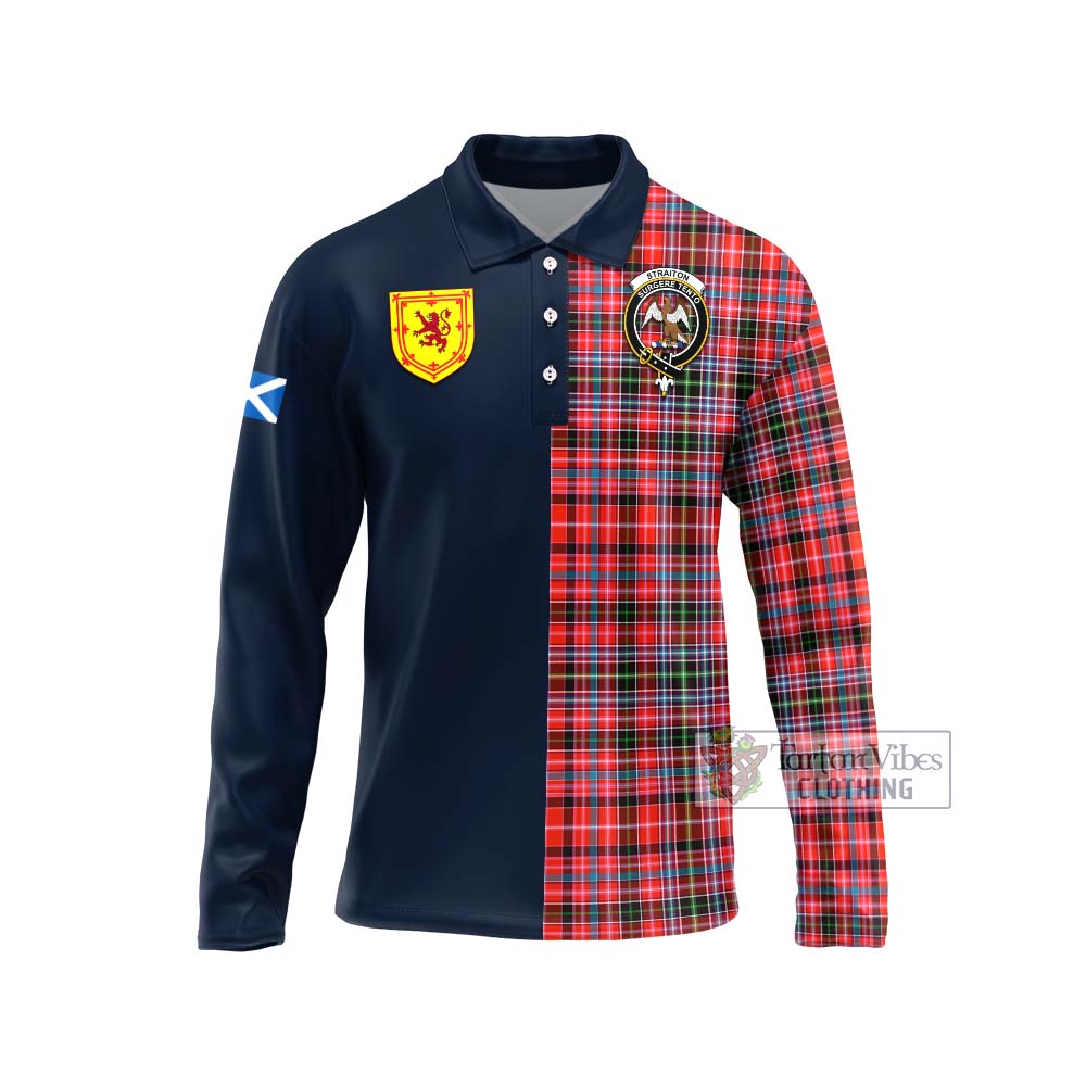 Tartan Vibes Clothing Straiton Tartan Long Sleeve Polo Shirt with Scottish Lion Royal Arm Half Style