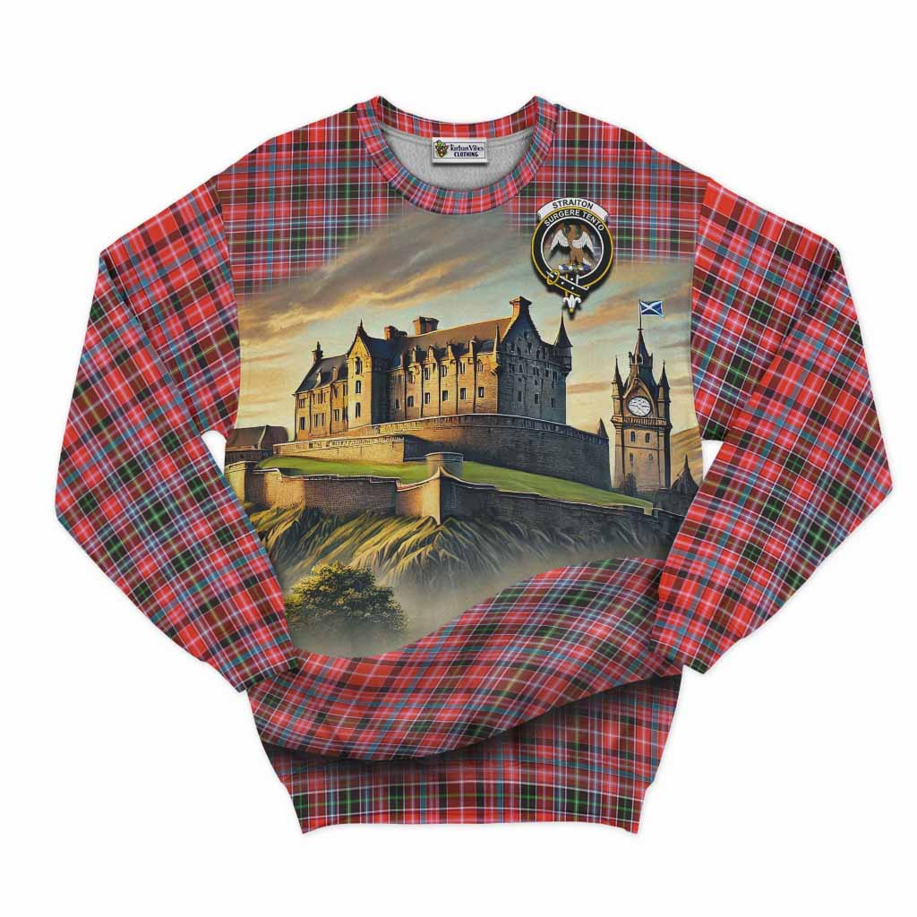 Straiton Tartan Family Crest Sweatshirt with Scottish Ancient Castle Style Unisex - Tartan Vibes Clothing