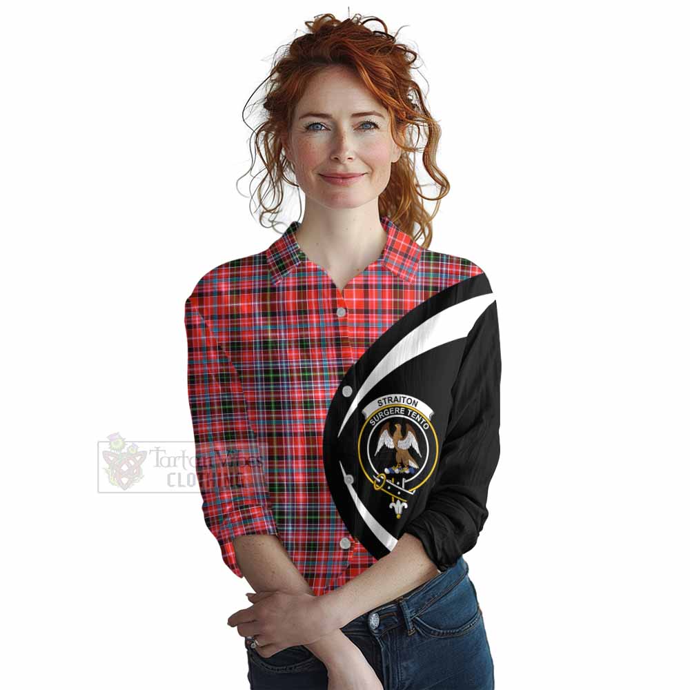 Tartan Vibes Clothing Straiton Tartan Women's Casual Shirt with Family Crest Circle Style