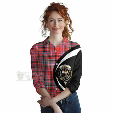 Straiton Tartan Women's Casual Shirt with Family Crest Circle Style