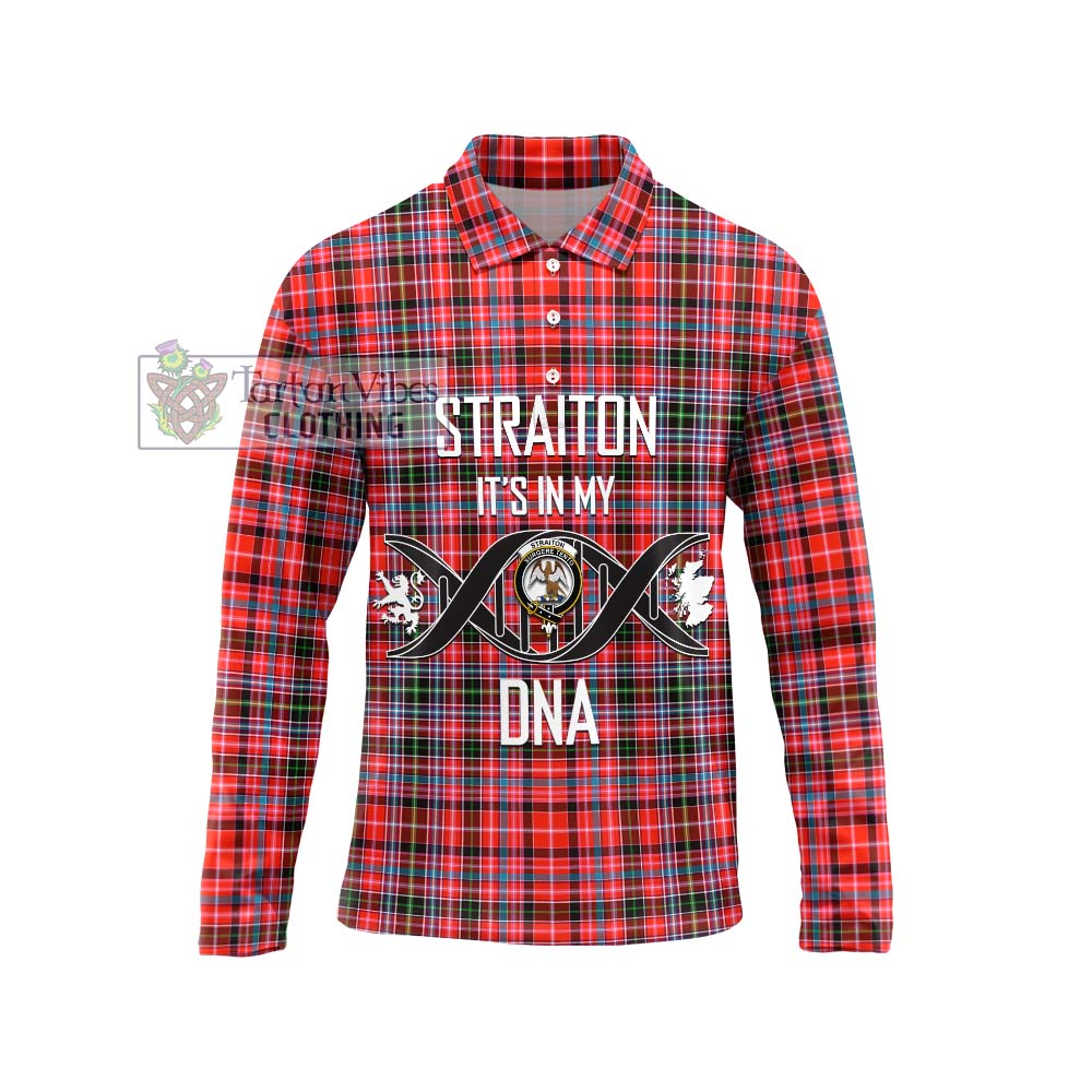 Straiton Tartan Long Sleeve Polo Shirt with Family Crest DNA In Me Style Unisex - Tartanvibesclothing Shop