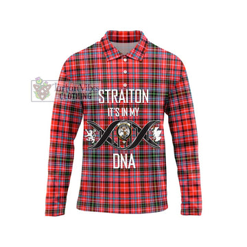 Straiton Tartan Long Sleeve Polo Shirt with Family Crest DNA In Me Style