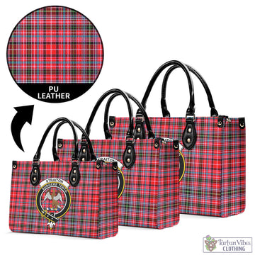 Straiton Tartan Luxury Leather Handbags with Family Crest