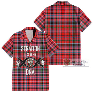 Straiton Tartan Short Sleeve Button Shirt with Family Crest DNA In Me Style