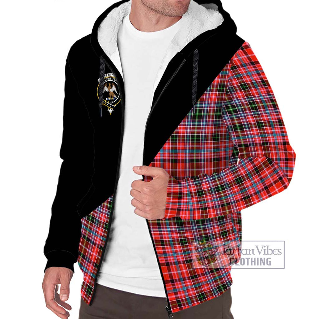 Straiton Tartan Sherpa Hoodie with Family Crest and Military Logo Style Unisex S - Tartanvibesclothing Shop