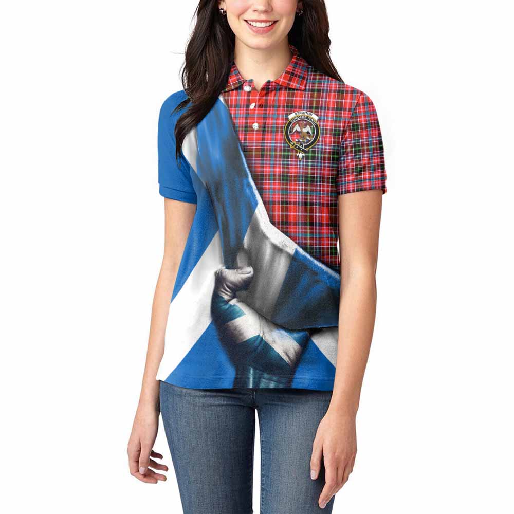 Tartan Vibes Clothing Straiton Tartan Women's Polo Shirt with Family Crest Scotland Patriotic Style