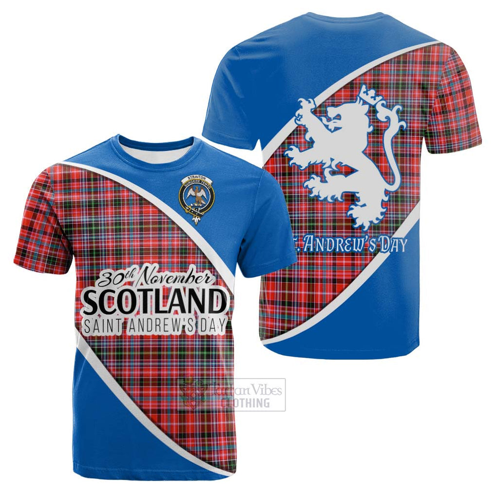 Tartan Vibes Clothing Straiton Family Crest Tartan Cotton T-shirt Celebrate Saint Andrew's Day in Style