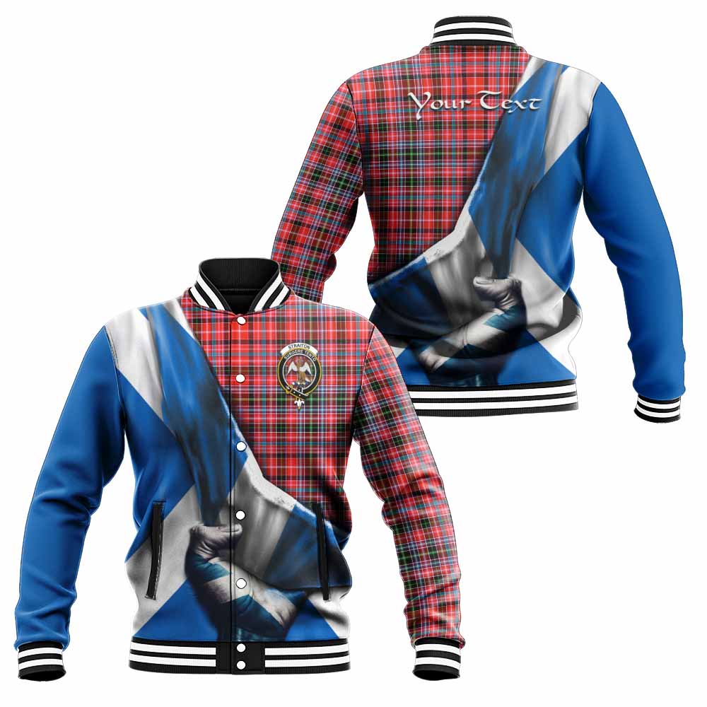 Tartan Vibes Clothing Straiton Tartan Baseball Jacket with Family Crest Scotland Patriotic Style