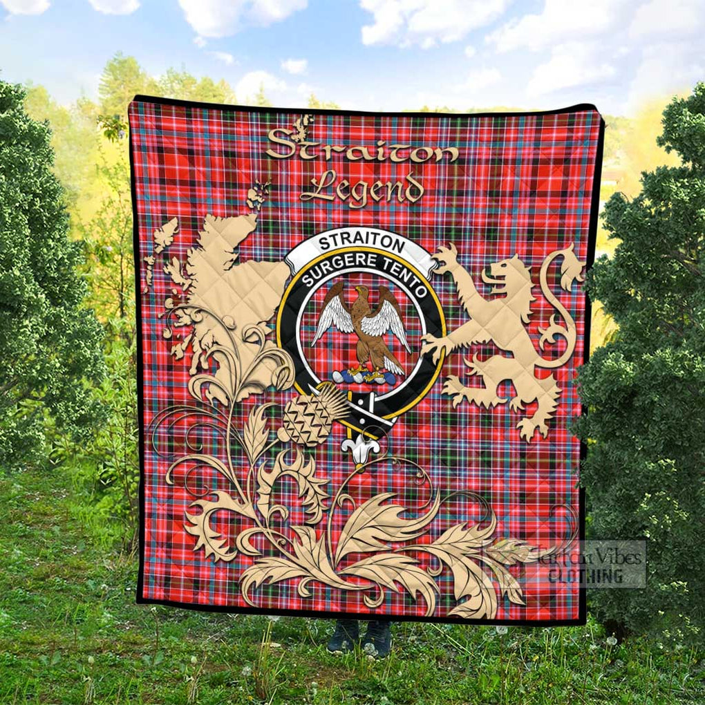 Tartan Vibes Clothing Straiton Tartan Quilt with Family Crest and Scottish Symbol Style